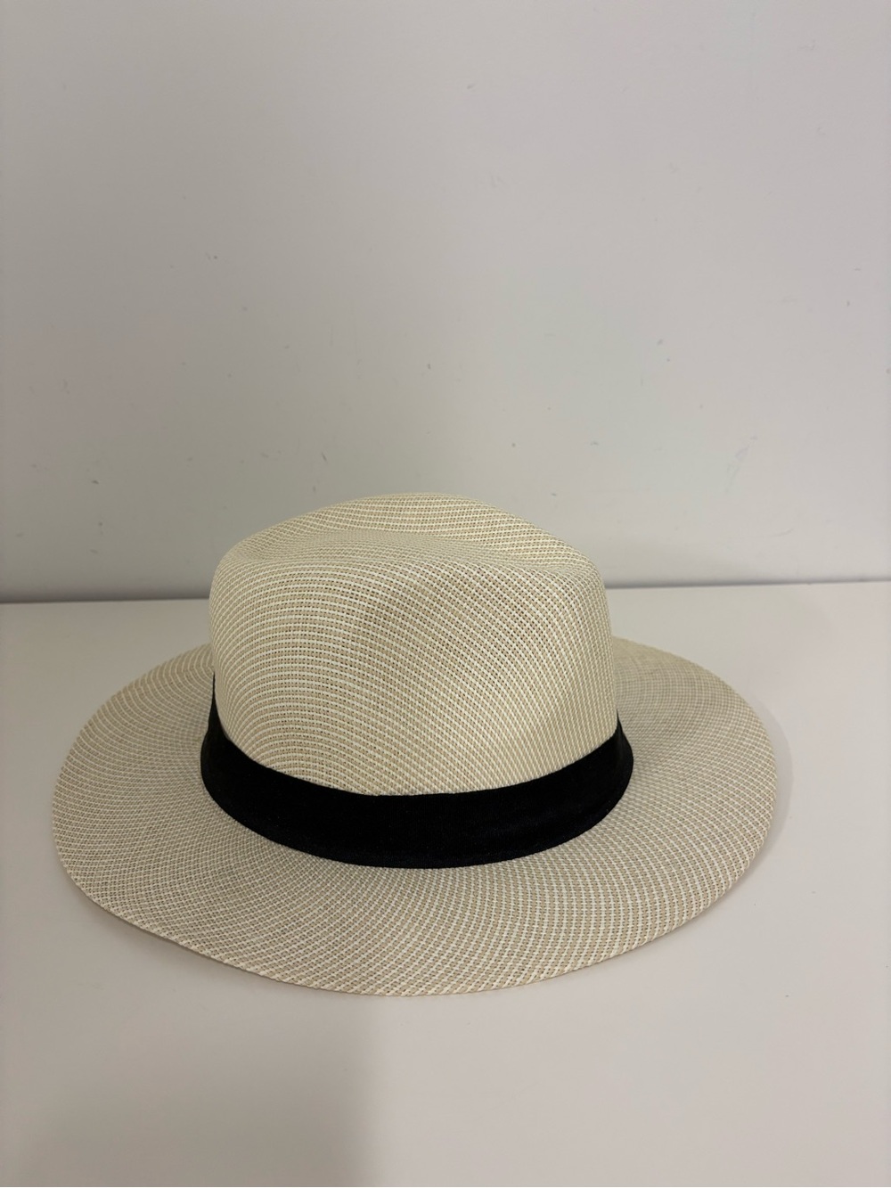 Classic Cream Straw Panama Hat with Black Band - Women